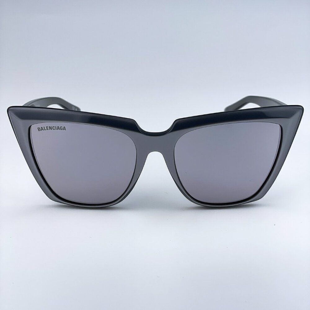 SALE! NEW Balenciaga BB0046S 006 Silver Mirrored Square Cat Eye Women Sunglasses - Picture 4 of 11